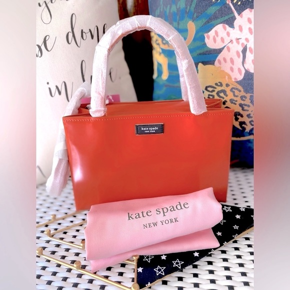 Kate Spade Sam Icon Leather Small Tote ✨ Fiery Orange - Picture 14 of 14